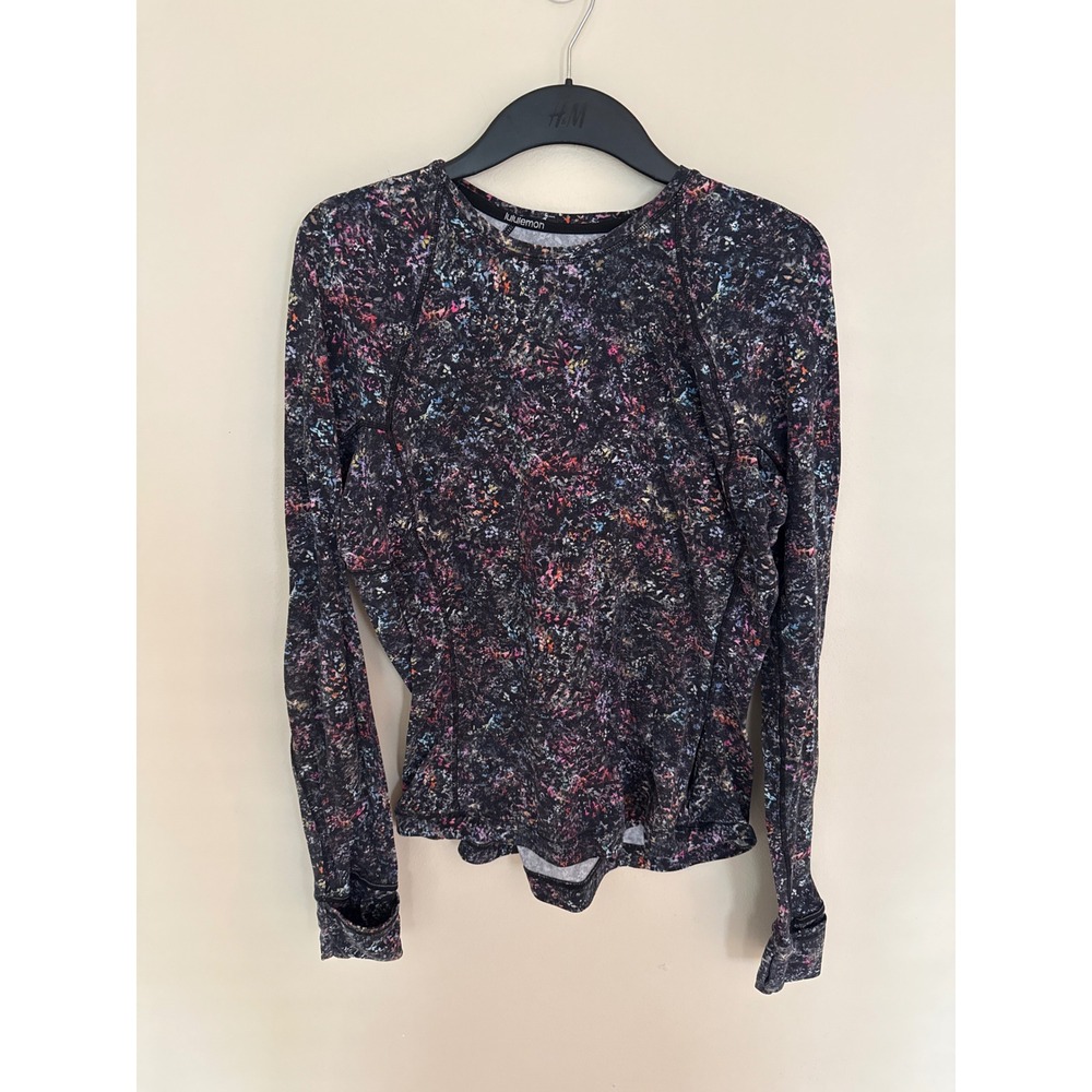 Lululemon Rulu Long Sleeve Running Top Multi Color Splatter Print Size 12